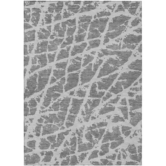 Charcoal Abstract Washable Non Skid Indoor Outdoor Area Rug Photo 2