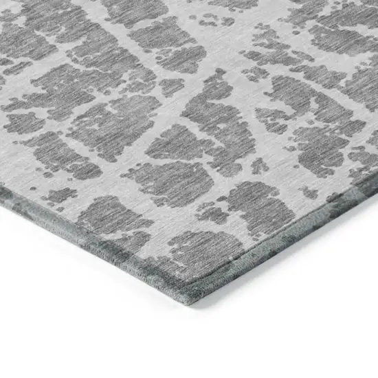 Charcoal Abstract Washable Non Skid Indoor Outdoor Area Rug Photo 8