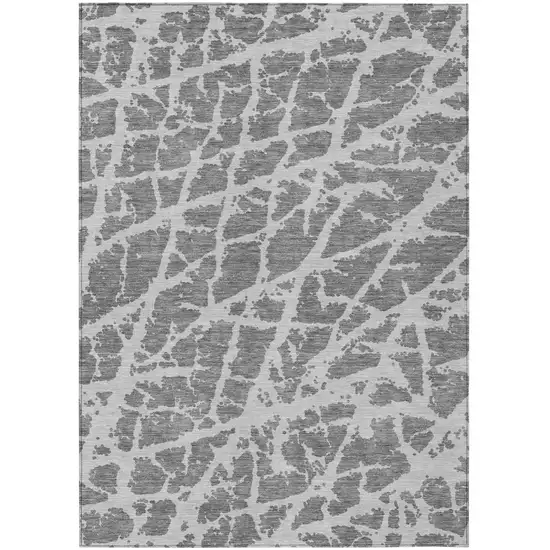 Charcoal Abstract Washable Non Skid Indoor Outdoor Area Rug Photo 2