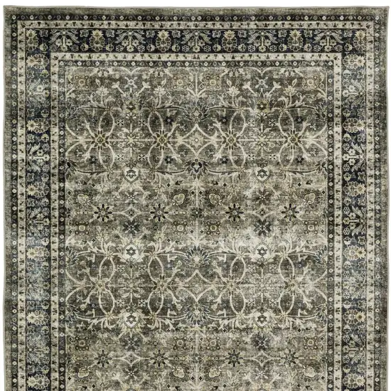 Charcoal And Blue Oriental Area Rug Photo 9