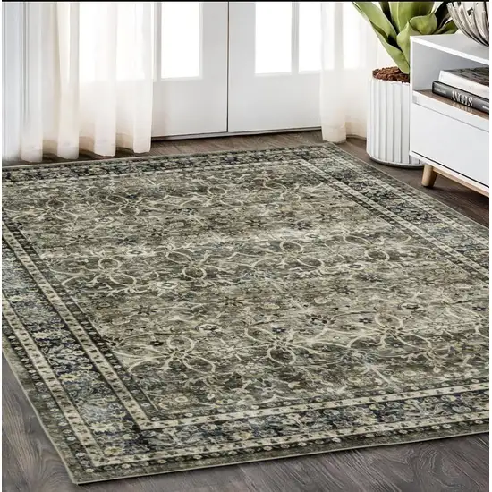 Charcoal And Blue Oriental Area Rug Photo 1