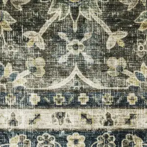 Photo of Charcoal And Blue Oriental Area Rug