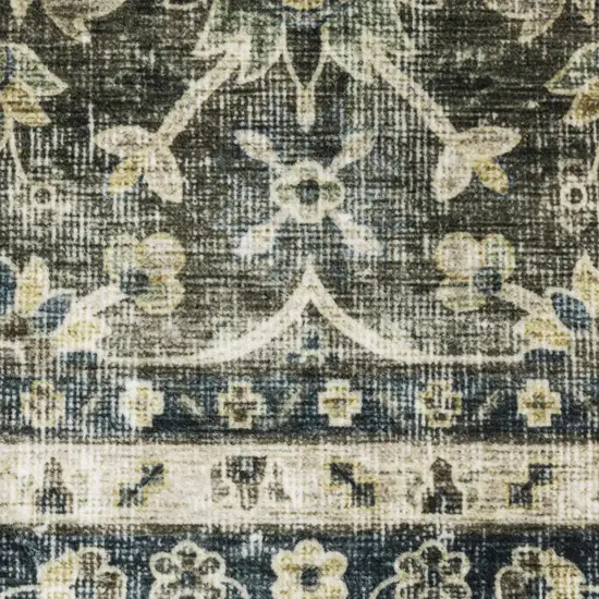 Charcoal And Blue Oriental Area Rug Photo 6