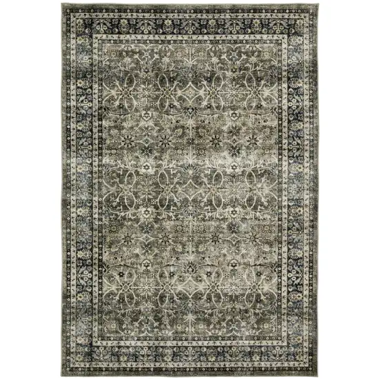 Charcoal And Blue Oriental Area Rug Photo 2