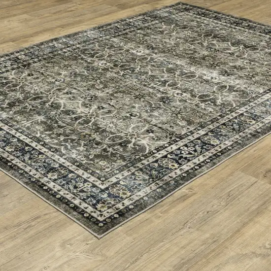 Charcoal And Blue Oriental Area Rug Photo 4