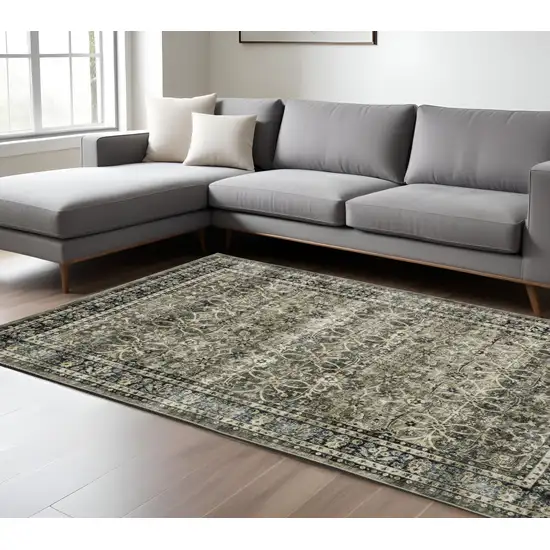 Charcoal And Blue Oriental Area Rug Photo 1