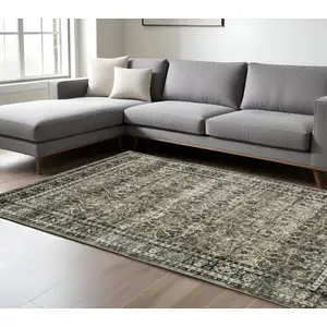 Photo of Charcoal And Blue Oriental Area Rug