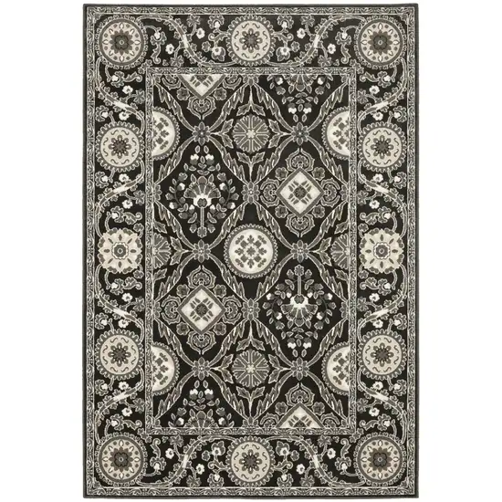 Charcoal And Gray Oriental Area Rug Photo 2