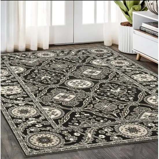 Charcoal And Gray Oriental Area Rug Photo 1