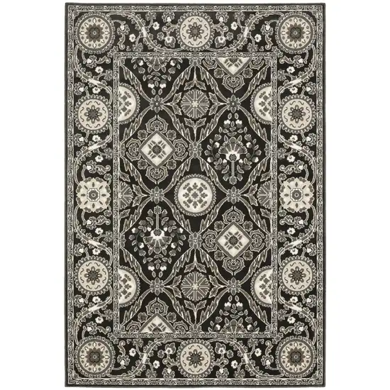 Charcoal And Gray Oriental Area Rug Photo 4