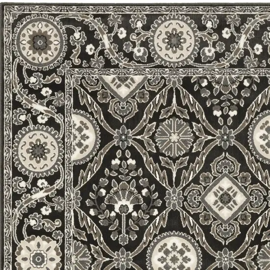 Charcoal And Gray Oriental Area Rug Photo 8