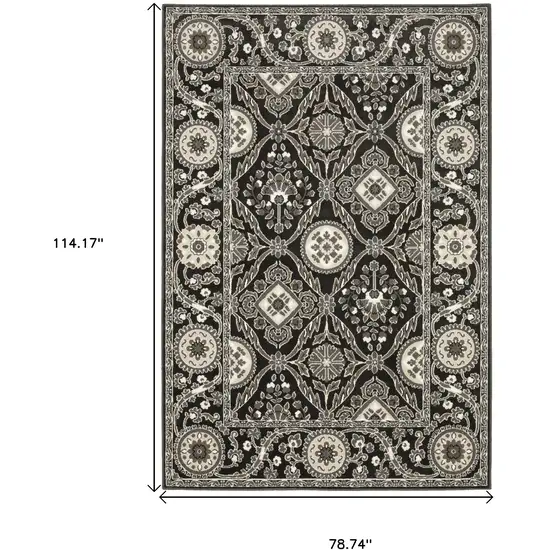 Charcoal And Gray Oriental Area Rug Photo 3