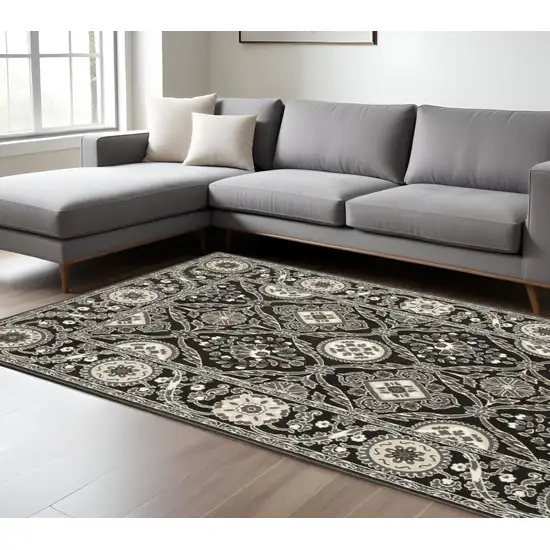 Charcoal And Gray Oriental Area Rug Photo 1