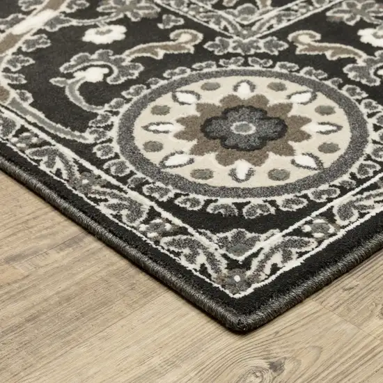 Charcoal And Gray Oriental Area Rug Photo 9