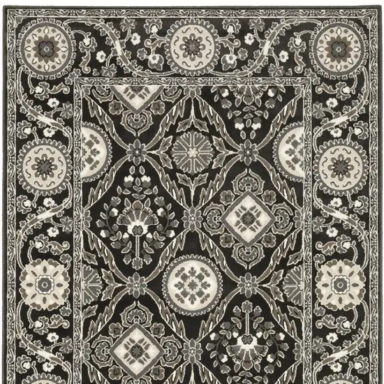 Charcoal And Gray Oriental Area Rug Photo 8