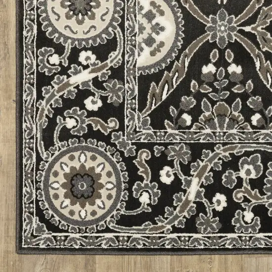 Charcoal And Gray Oriental Area Rug Photo 7