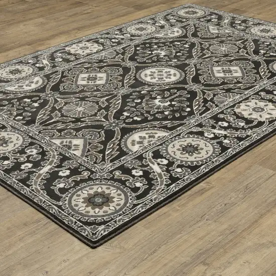 Charcoal And Gray Oriental Area Rug Photo 4