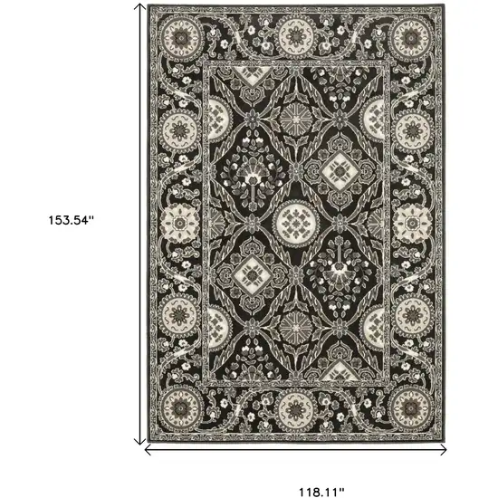 Charcoal And Gray Oriental Area Rug Photo 3