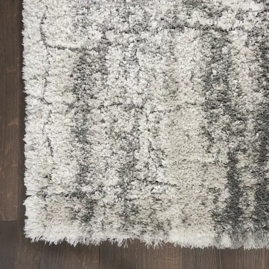 Charcoal And Ivory Abstract Shag Distressed Area Rug Photo 8