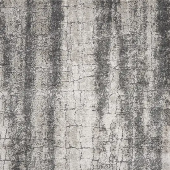 Charcoal And Ivory Abstract Shag Distressed Area Rug Photo 6