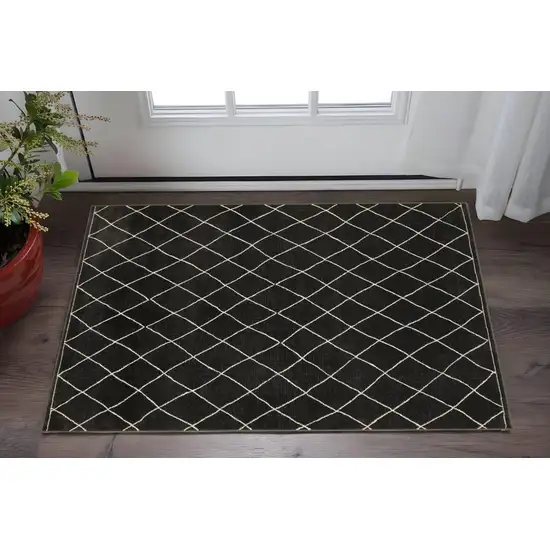 Charcoal And Ivory Trellis Area Rug Photo 1