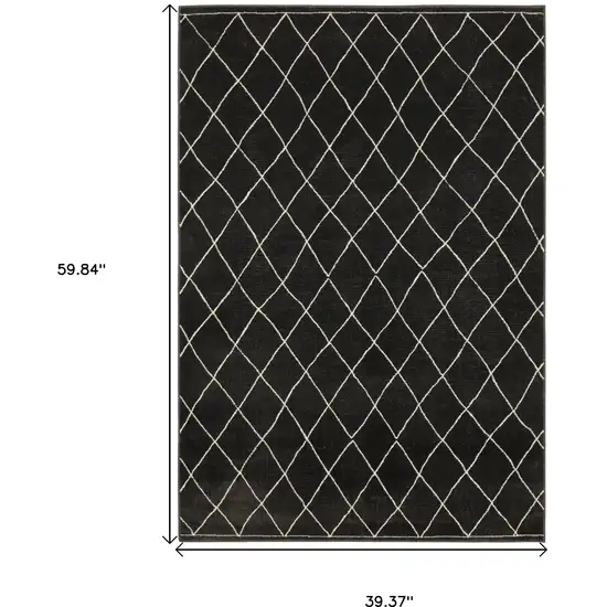 Charcoal And Ivory Trellis Area Rug Photo 3