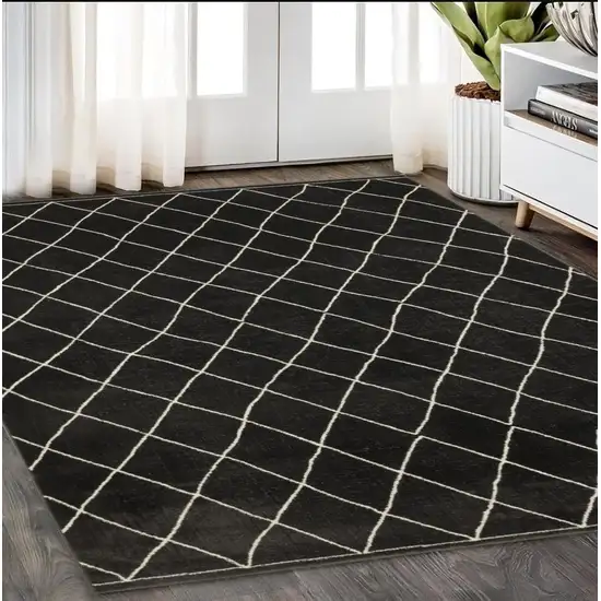 Charcoal And Ivory Trellis Area Rug Photo 1