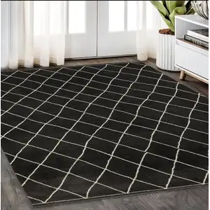 Photo of Charcoal And Ivory Trellis Area Rug