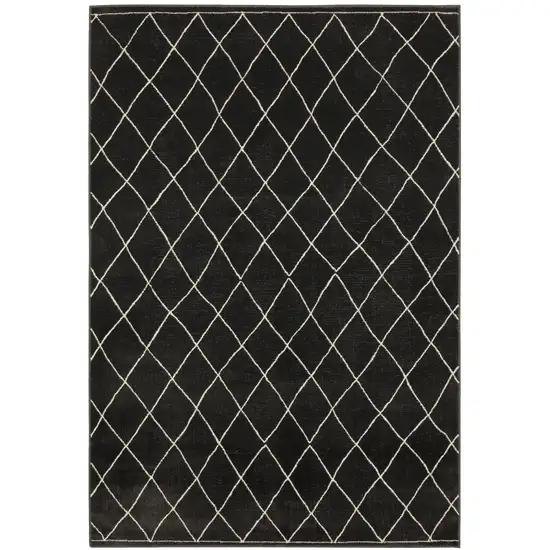 Charcoal And Ivory Trellis Area Rug Photo 2