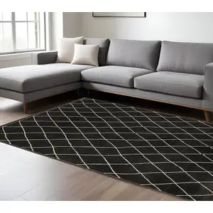 Photo of Charcoal And Ivory Trellis Area Rug