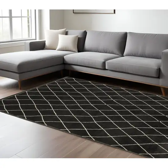 Charcoal And Ivory Trellis Area Rug Photo 1