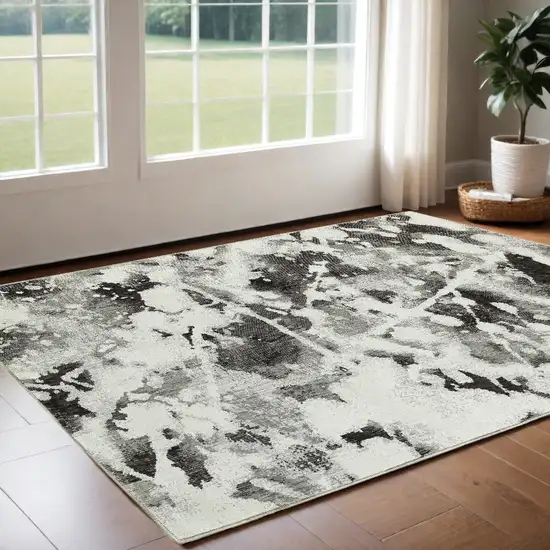 Gray and White Abstract Power Loom Area Rug Photo 1