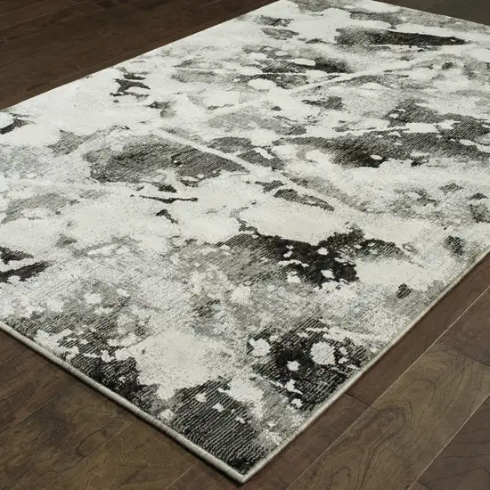 Charcoal And White Abstract Power Loom Stain Resistant Area Rug Photo 5
