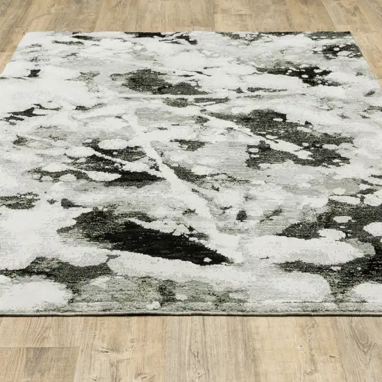 Charcoal And White Abstract Power Loom Stain Resistant Area Rug Photo 8