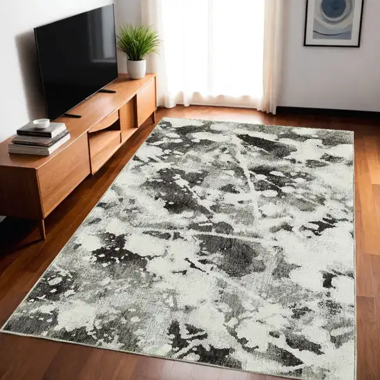 Gray and White Abstract Power Loom Area Rug Photo 1