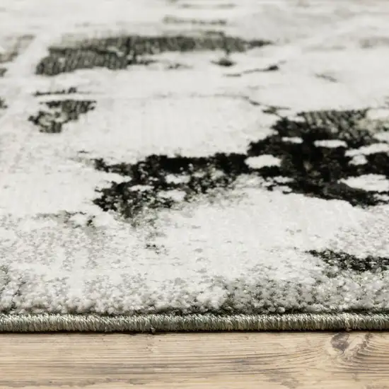 Charcoal And White Abstract Power Loom Stain Resistant Area Rug Photo 4