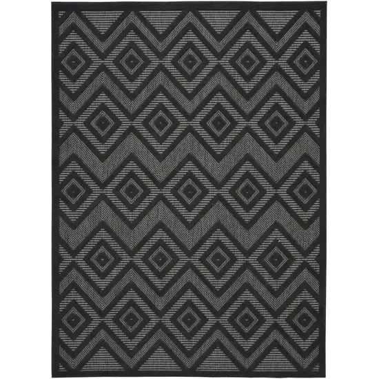 Charcoal Black Argyle Indoor Outdoor Area Rug Photo 1