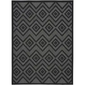 Photo of Charcoal Black Argyle Indoor Outdoor Area Rug