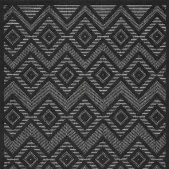 Charcoal Black Argyle Indoor Outdoor Area Rug Photo 4