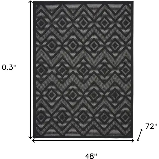 Charcoal Black Argyle Indoor Outdoor Area Rug Photo 5