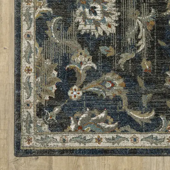 Charcoal Blue Gold Rust And Beige Oriental Power Loom Stain Resistant Area Rug Photo 7