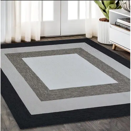 Charcoal Bordered Uv Treated Indoor Area Rug Photo 1