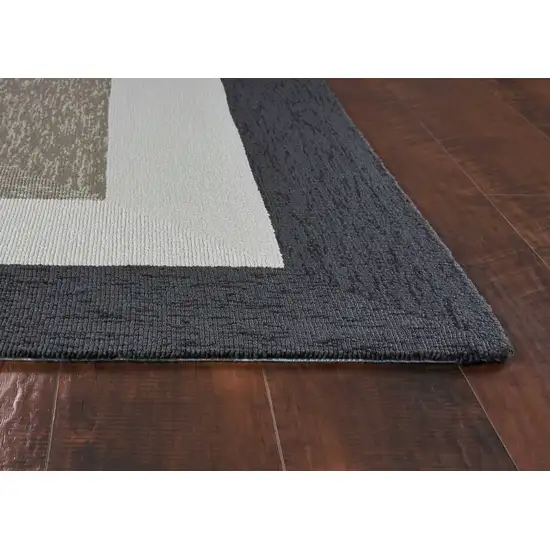 Charcoal Bordered UV Treated Indoor Area Rug Photo 6