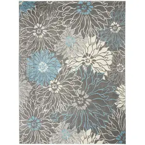 Photo of Charcoal Floral Power Loom Area Rug