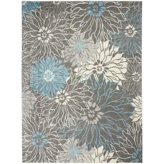 Charcoal Floral Power Loom Area Rug Photo 1