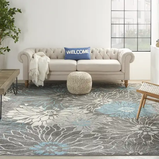 Charcoal Floral Power Loom Area Rug Photo 4