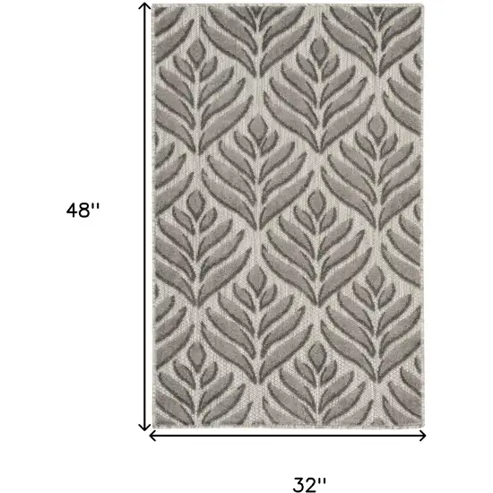 Charcoal Floral Indoor Outdoor Area Rug Photo 3