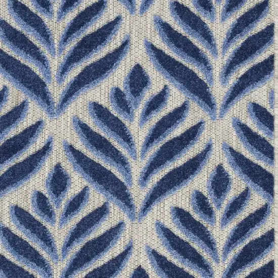 Blue Floral Indoor Outdoor Area Rug Photo 4