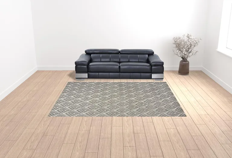 Charcoal Floral Stain Resistant Non Skid Area Rug Photo 2