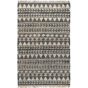 Photo of Charcoal Geometric Hand Woven Area Rug